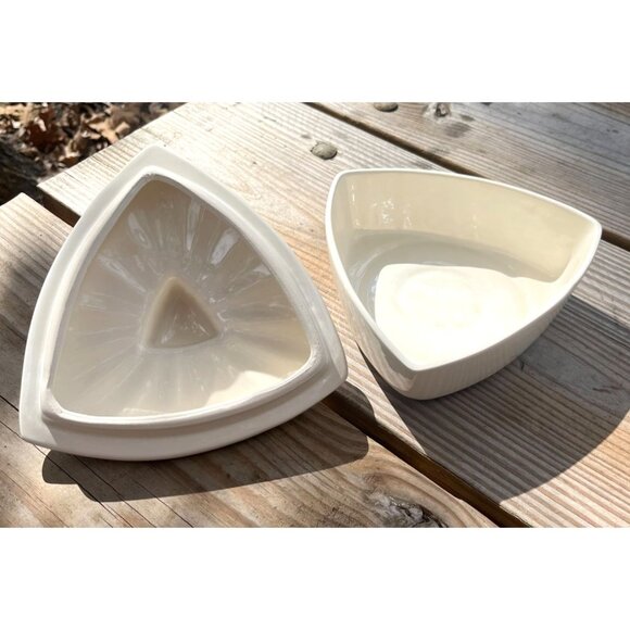 Mid-Century Modern Triangle Bowl With Lid California Pottery Atomic Style - Picture 5 of 11